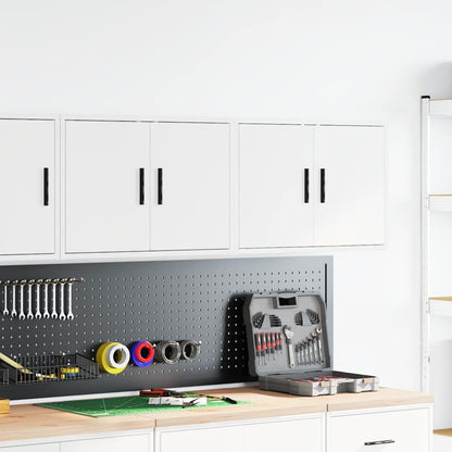 Pensili per Garage 2 pz Bianco in Legno Multistrato