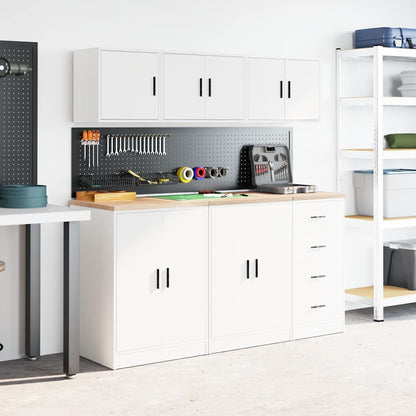 Pensili per Garage 2 pz Bianco in Legno Multistrato