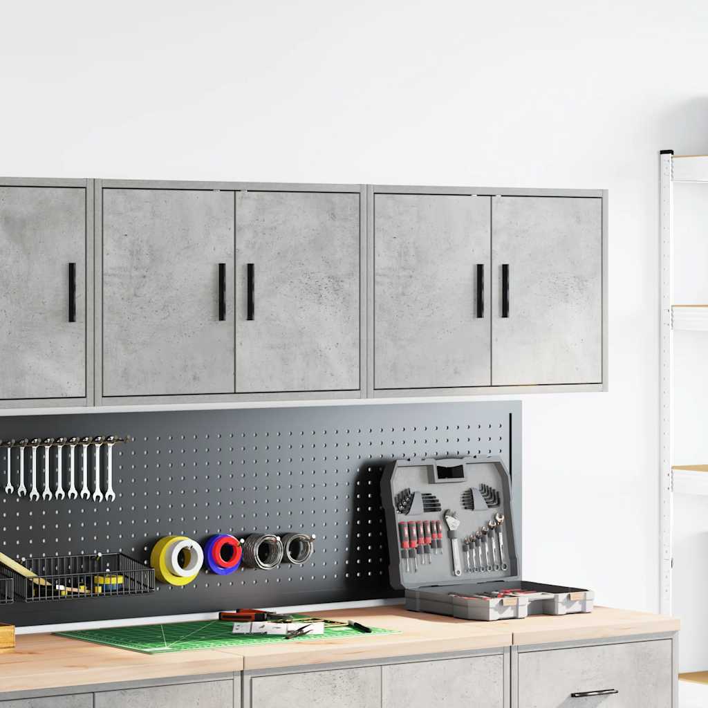 Pensili per Garage 2 pz Grigio Cemento in Legno Multistrato