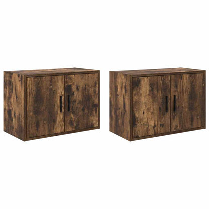 Pensili per Garage 2 pz Rovere Fumo in Legno Multistrato