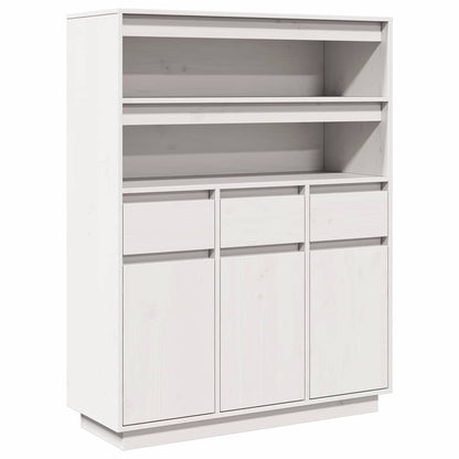 Credenza Bianca 89x34x116,5 cm in Legno Massello di Pino