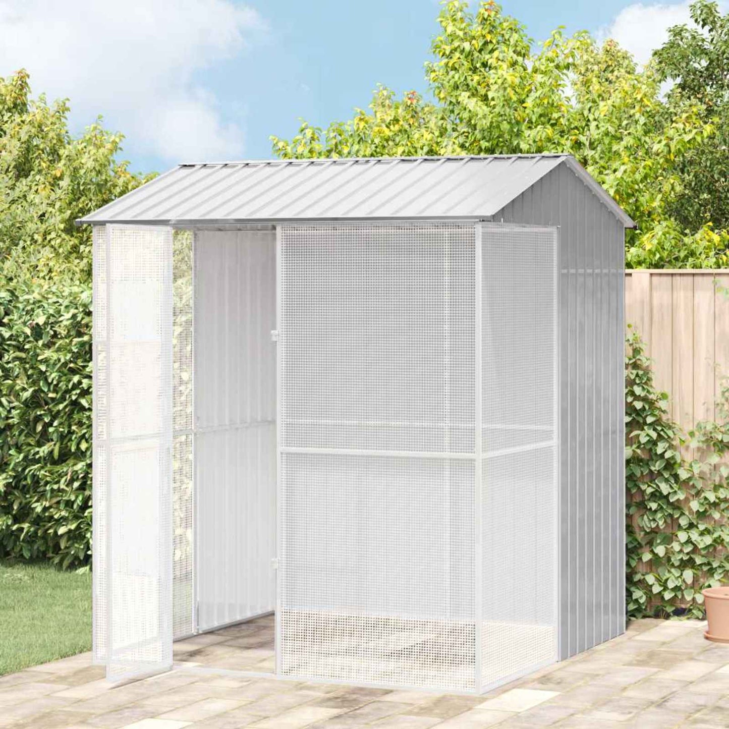 Gabbia per uccelli Grigio 215 x 210 x 247 cm Acciaio zincato
