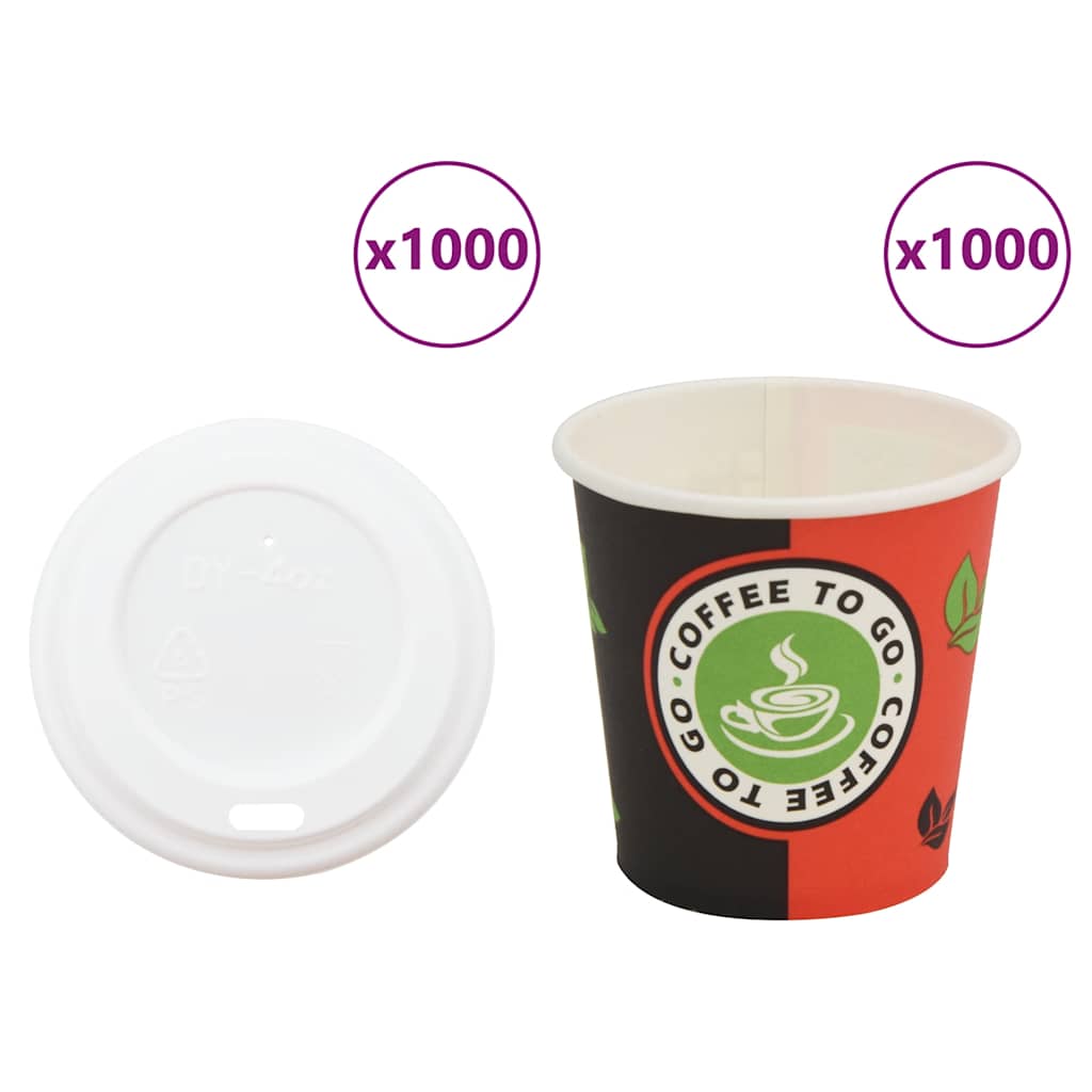Tazze da CaffÃƒÂ¨ in Carta con Coperchi 1000 pz 4oz 120 ml