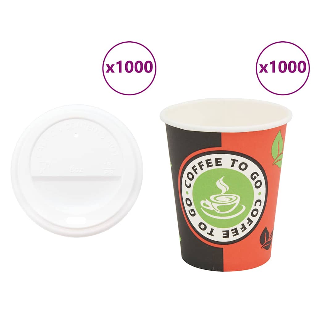 Tazze da CaffÃ¨ in Carta con Coperchi 1000 pz 8oz 240 ml