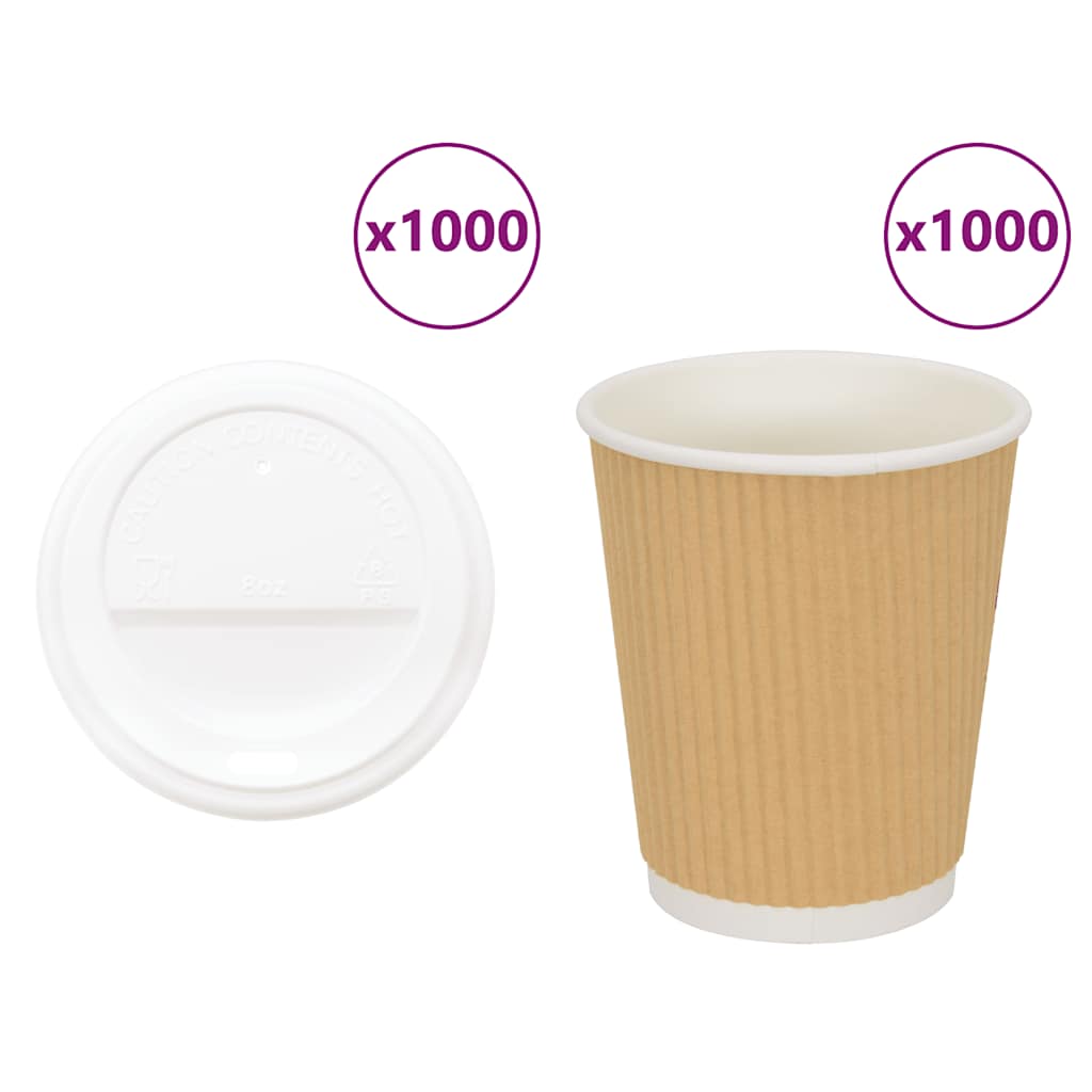 Tazze da CaffÃ¨ in Carta con Coperchi 1000 pz 8oz 200 ml