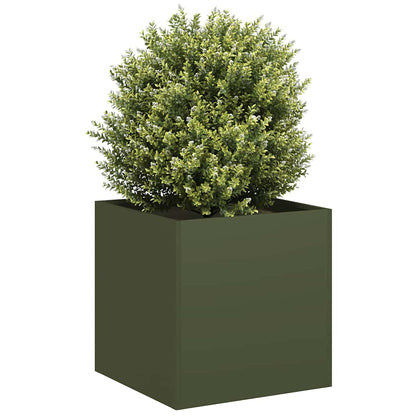 Fioriera Verde Oliva 40x40x40 cm in Acciaio Laminato a Freddo