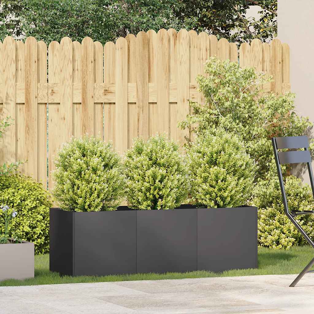 Fioriera Nera 120x40x40 cm in Acciaio Laminato a Freddo