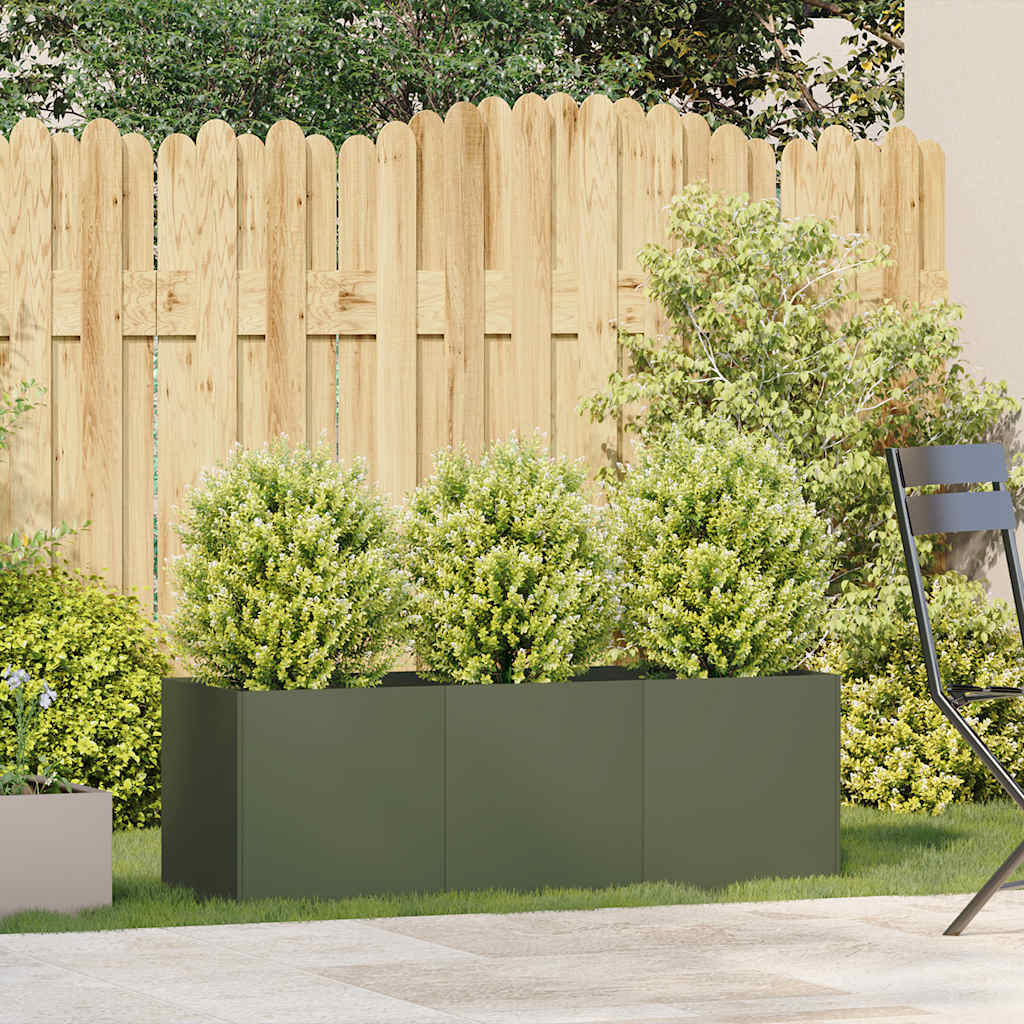 Fioriera Verde Oliva 120x40x40 cm in Acciaio Laminato a Freddo