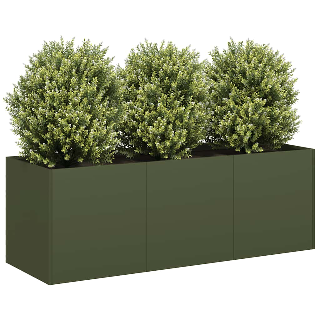 Fioriera Verde Oliva 120x40x40 cm in Acciaio Laminato a Freddo