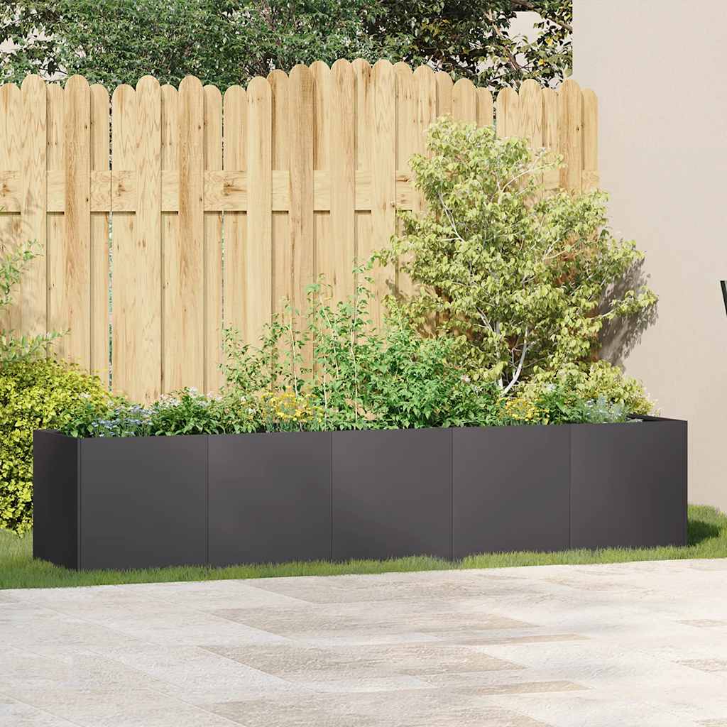 Fioriera Nera 200x40x40 cm in Acciaio Laminato a Freddo