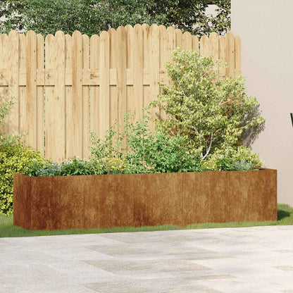 Fioriera Arrugginita 200x40x40 cm in Acciaio Corten