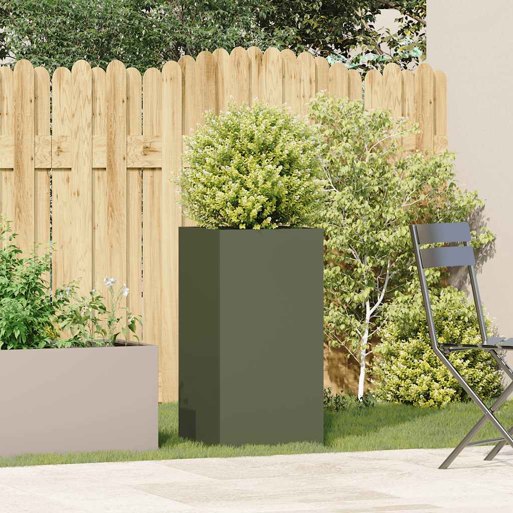 Fioriera Verde Oliva 40x40x80 cm in Acciaio Laminato a Freddo