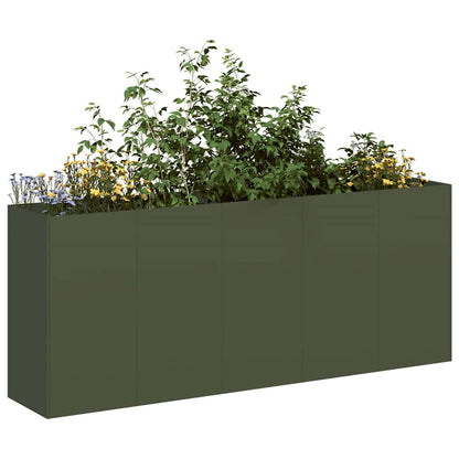 Fioriera Verde Oliva 200x40x80 cm in Acciaio Laminato a Freddo