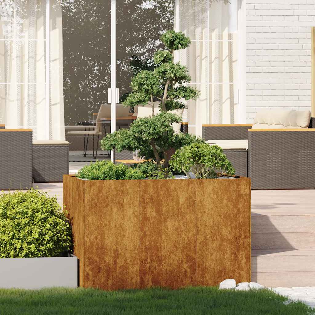Fioriera Arrugginita 120x80x80 cm in Acciaio Corten