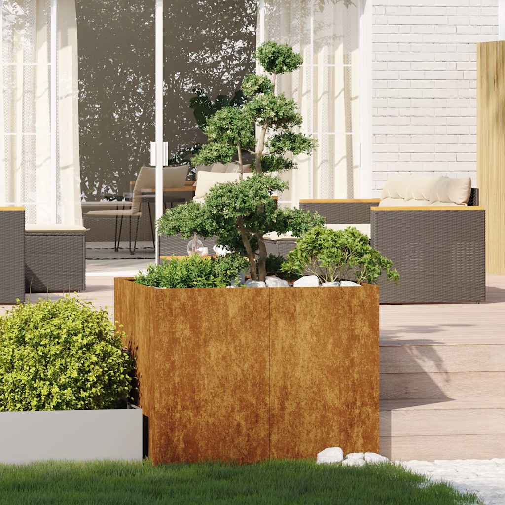 Fioriera Arrugginita 100x100x80 cm in Acciaio Corten