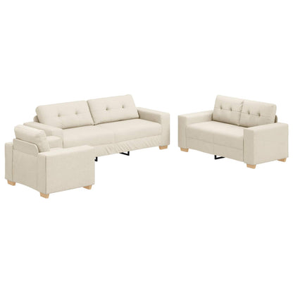 Divano 3 pcs Beige 221 x 80 x 80 cm Tessuto misto lino