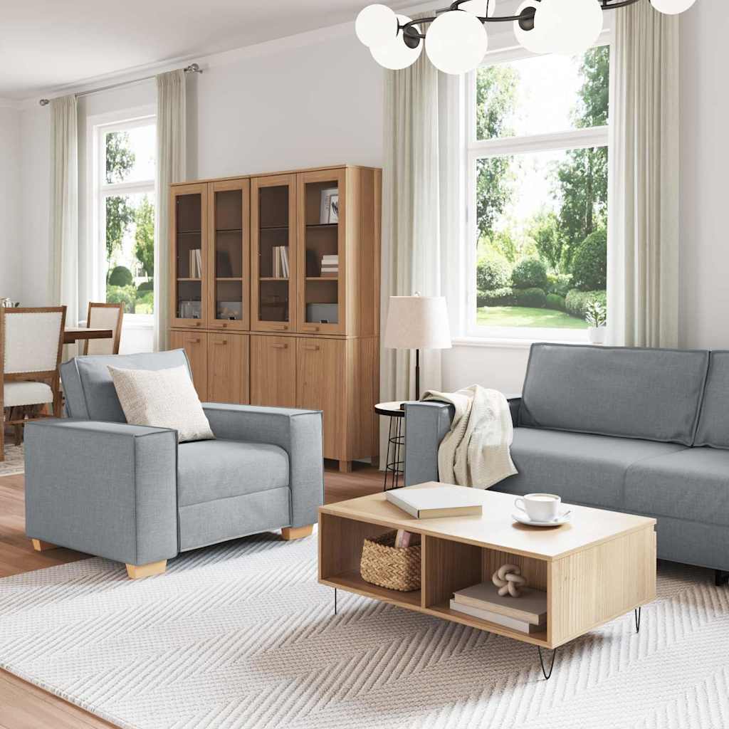 Divano 3 pcs Grigio chiaro 220 x 80 x 84 cm Tessuto misto lino