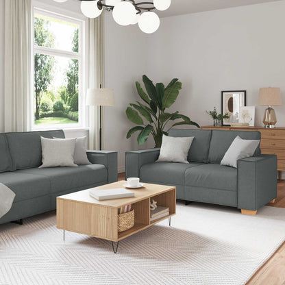 Divano 3 pcs Grigio scuro 220 x 80 x 84 cm Tessuto misto lino