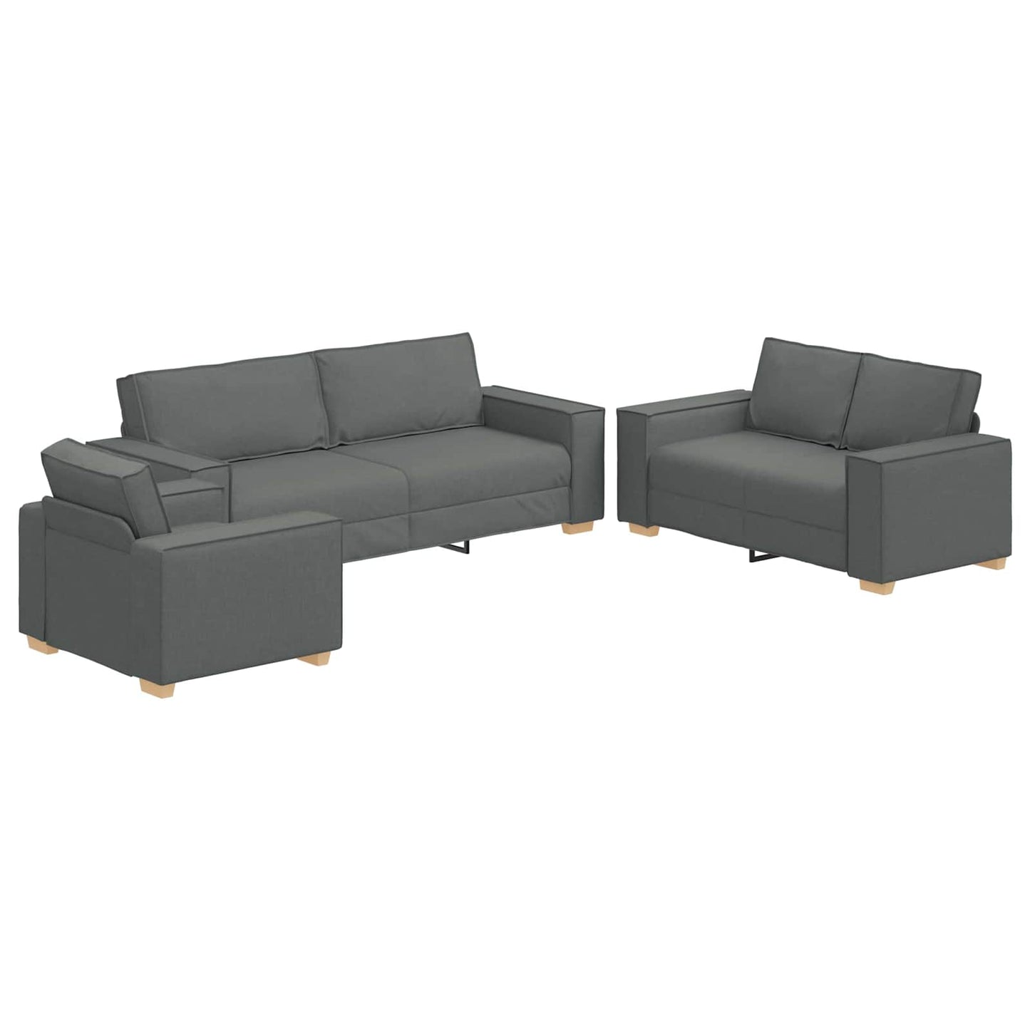 Divano 3 pcs Grigio scuro 220 x 80 x 84 cm Tessuto misto lino