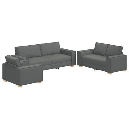 Divano 3 pcs Grigio scuro 220 x 80 x 84 cm Tessuto misto lino