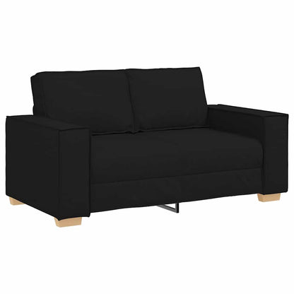 Divano 3 pcs Nero 220 x 80 x 84 cm Tessuto misto lino