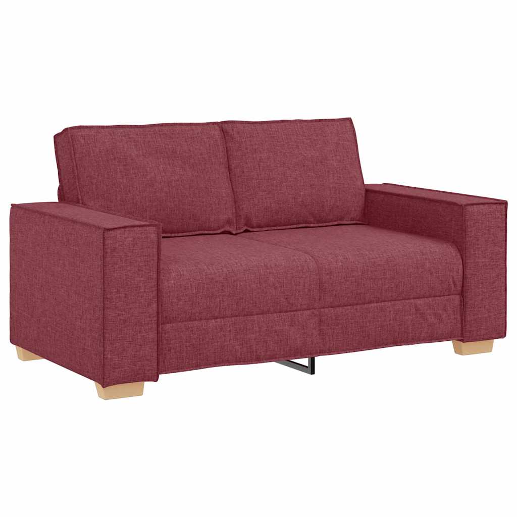 Divano 3 pcs Rosso Vino 220 x 80 x 84 cm Tessuto misto lino