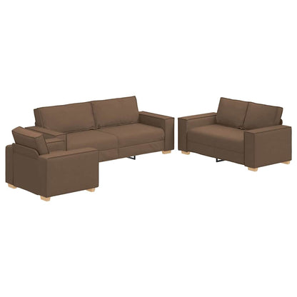 Divano 3 pcs Marrone 220 x 80 x 84 cm Tessuto misto lino