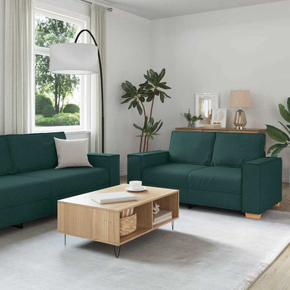 Divano 3 pcs Verde Scuro 220 x 80 x 84 cm Tessuto misto lino