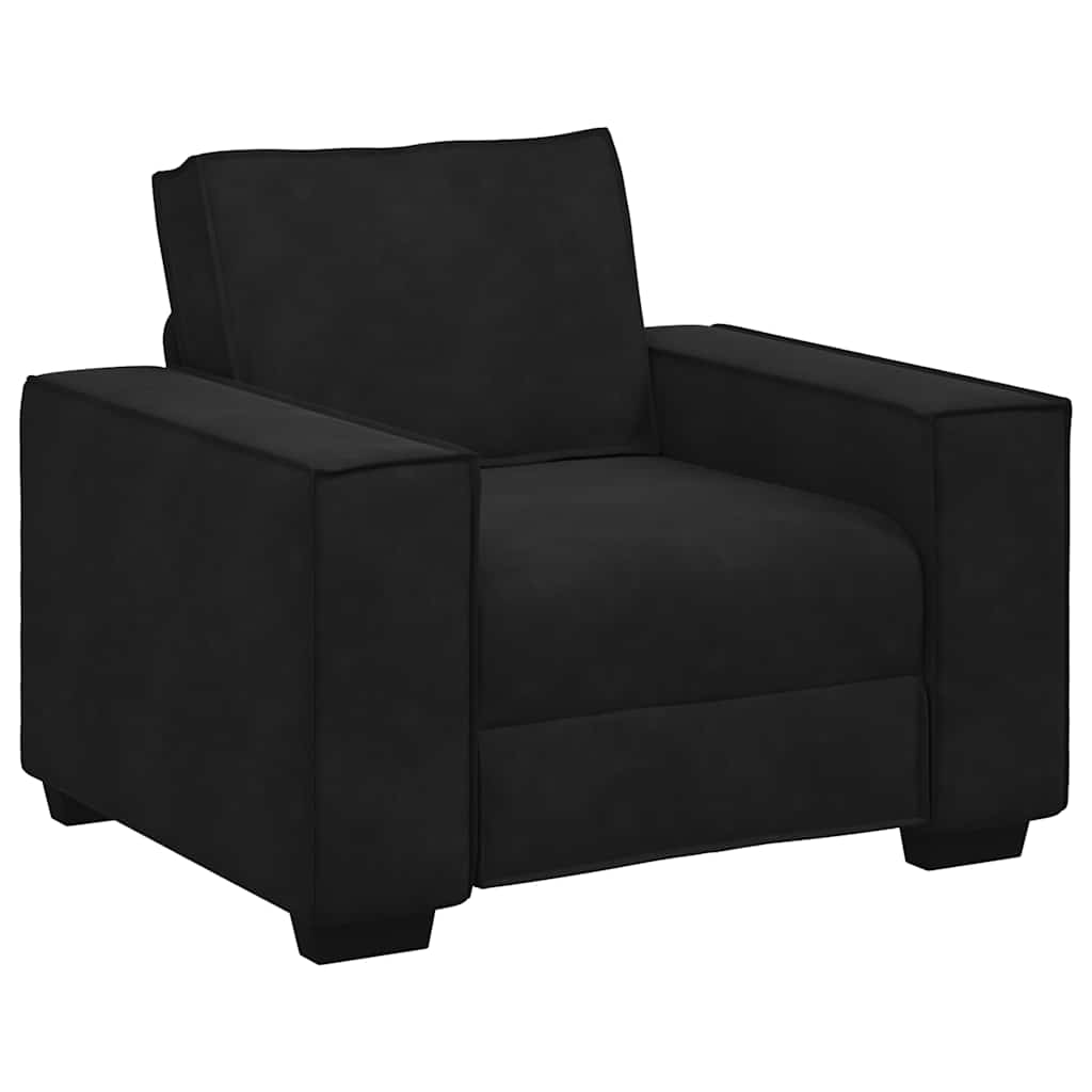Set di Divani 3 pz con Cuscini Nero in Velluto