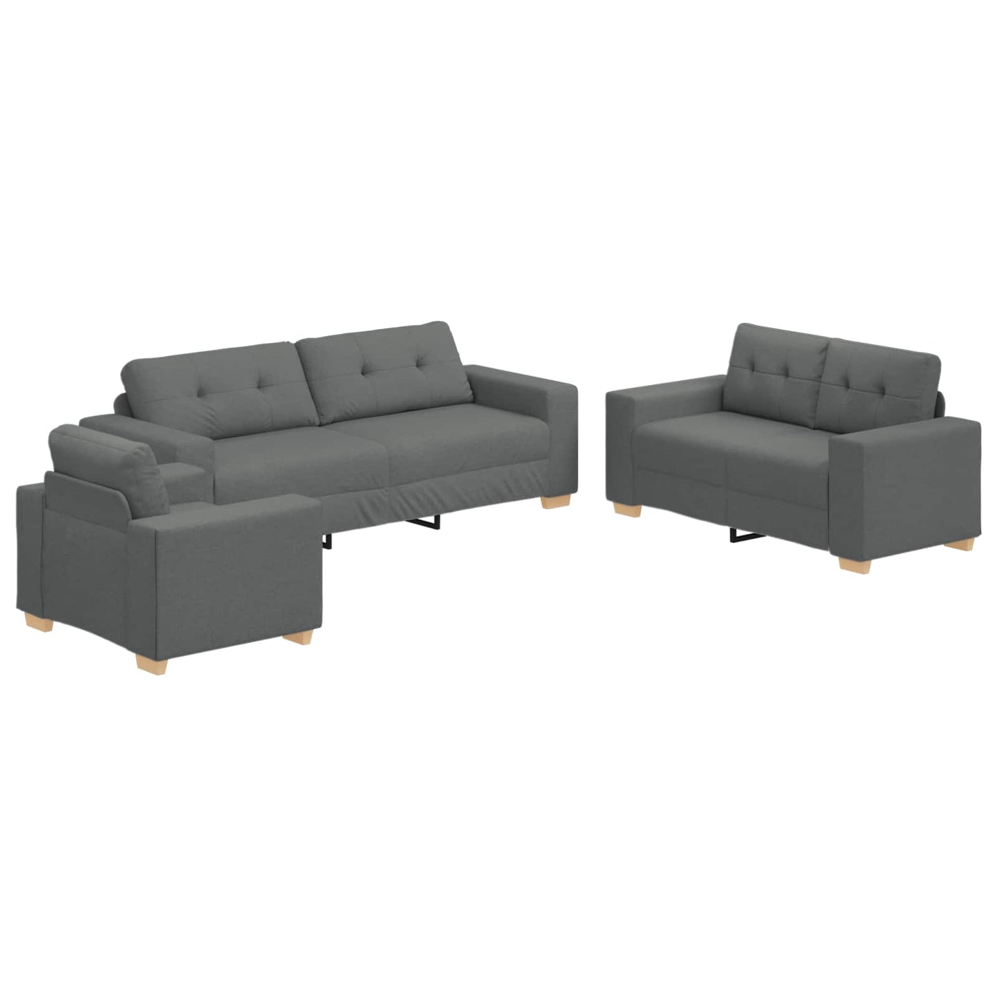 Divano 3 pcs Grigio scuro 221 x 80 x 80 cm Tessuto misto lino