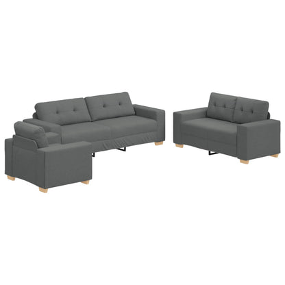 Divano 3 pcs Grigio scuro 221 x 80 x 80 cm Tessuto misto lino