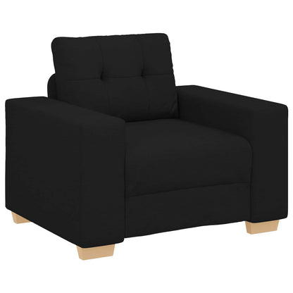 Divano 3 pcs Nero 221 x 80 x 80 cm Tessuto misto lino