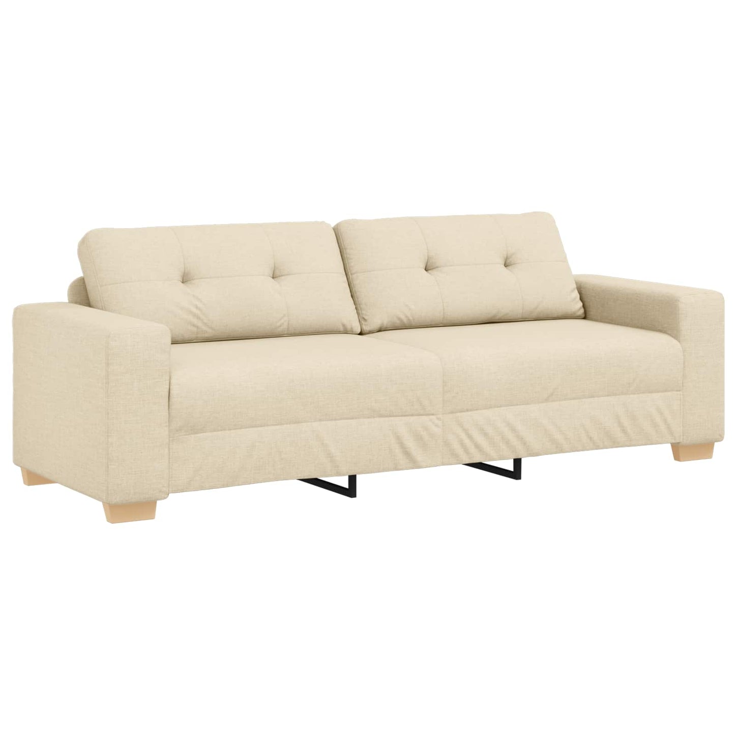 Divano 3 pcs Crema 221 x 80 x 80 cm Tessuto misto lino