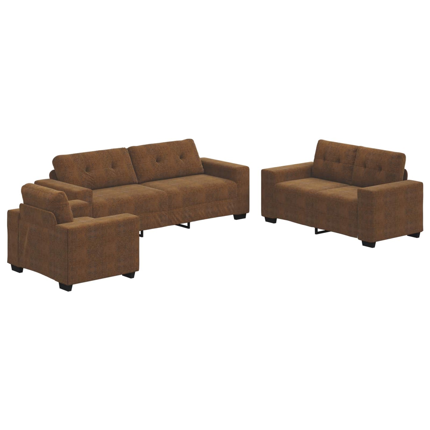 Divano 3 pcs Marrone 221 x 80 x 80 cm Tessuto misto lino