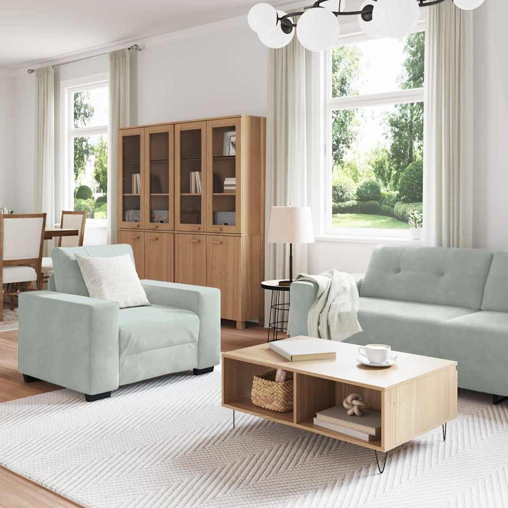 Set di divani 3 pcs Grigio chiaro 221 x 80 x 80 cm Velluto