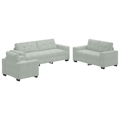 Set di divani 3 pcs Grigio chiaro 221 x 80 x 80 cm Velluto