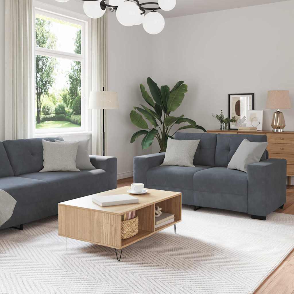 Set di divani 3 pcs Grigio scuro 221 x 80 x 80 cm Velluto