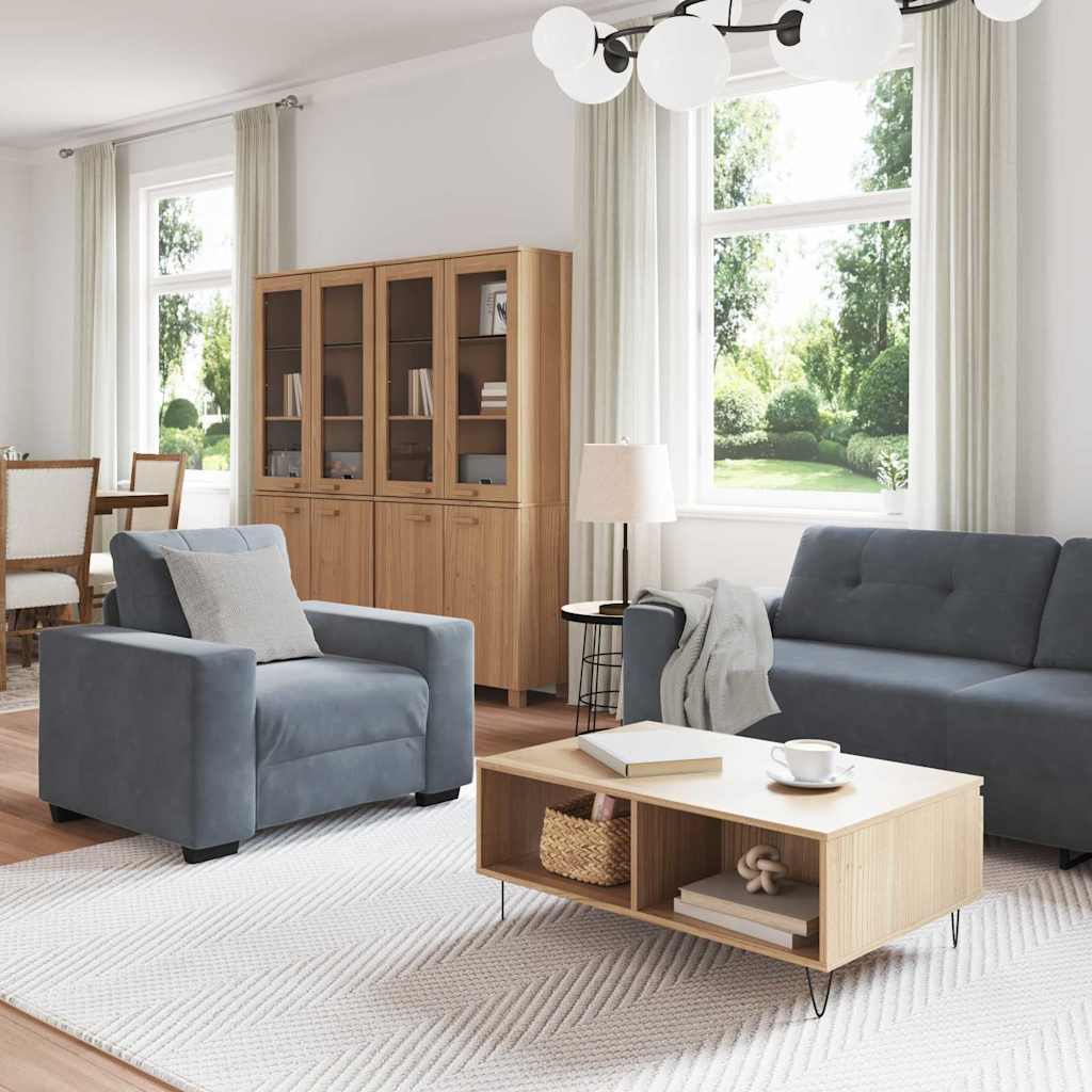 Set di divani 3 pcs Grigio scuro 221 x 80 x 80 cm Velluto