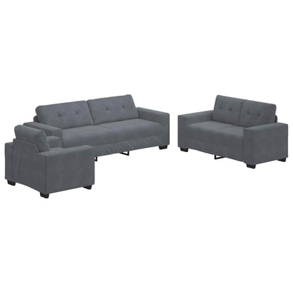 Set di divani 3 pcs Grigio scuro 221 x 80 x 80 cm Velluto