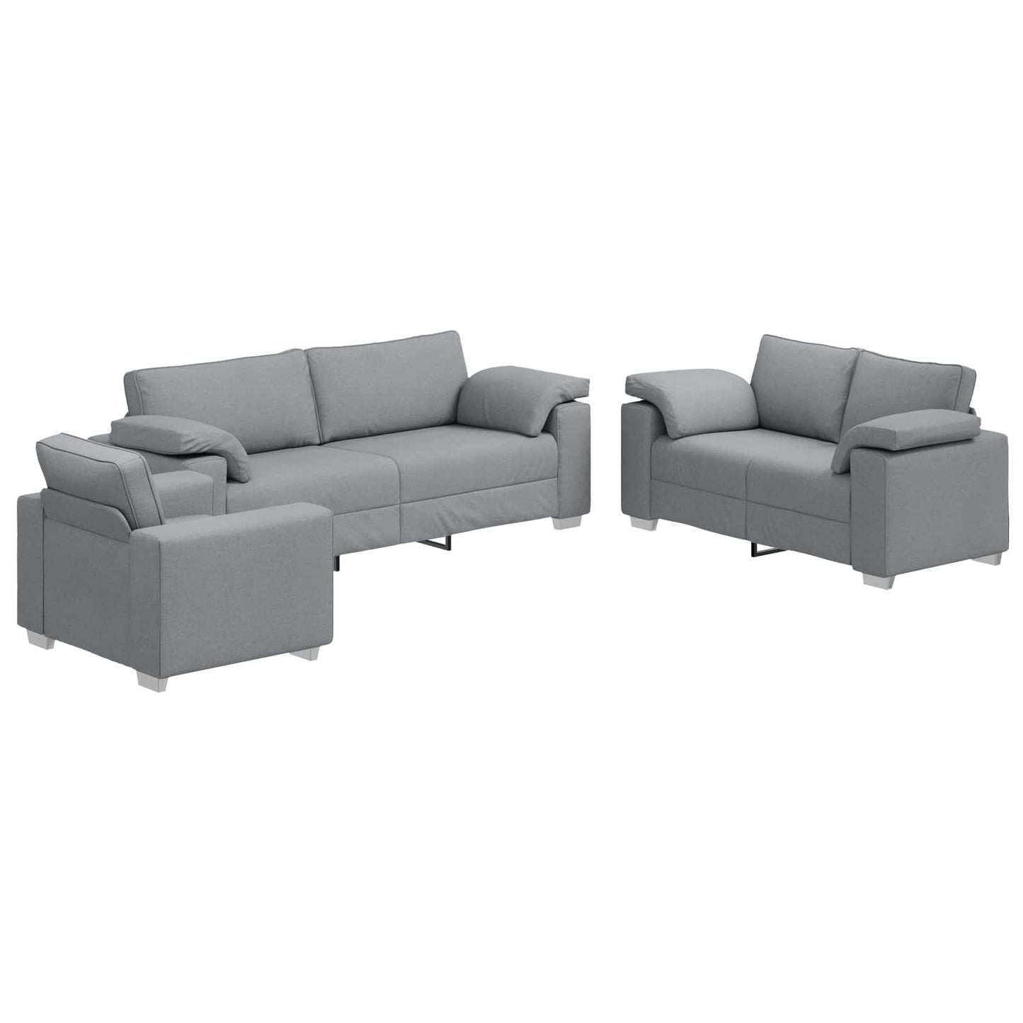 Divano 3 pcs Grigio chiaro 219 x 80 x 82 cm Tessuto misto lino