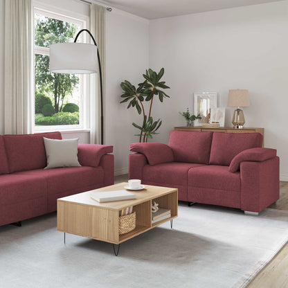 Divano 3 pcs Rosso Vento 219 x 80 x 82 cm Tessuto misto lino