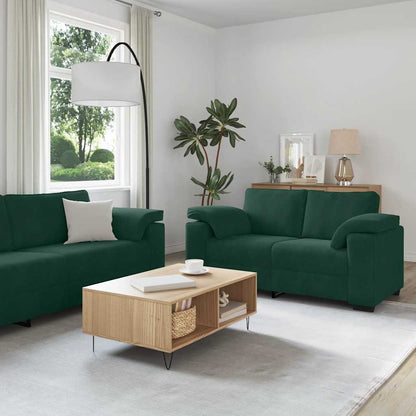 Set di Divani 3 pz con Cuscini Verde scuro in Velluto