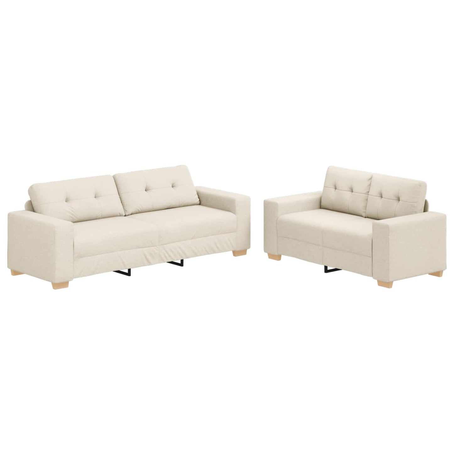 Divano 2 pcs Beige 221 x 80 x 80 cm Tessuto misto lino