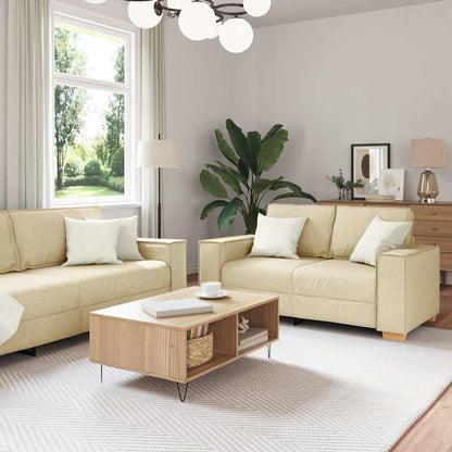 Set di Divani 2 pz con Cuscini Crema in Tessuto