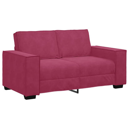 Set di Divani 2 pz con Cuscini Rosso Vino in Velluto