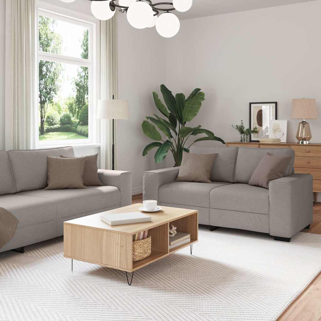 Set di Divani 2 pz con Cuscini Tortora in Tessuto