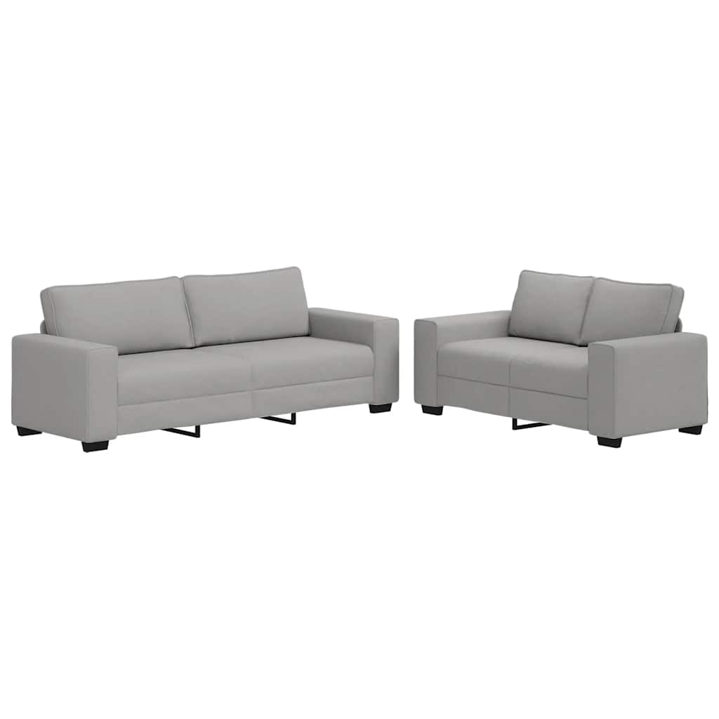 Set di Divani 2 pz con Cuscini Grigio Nuvola in Tessuto