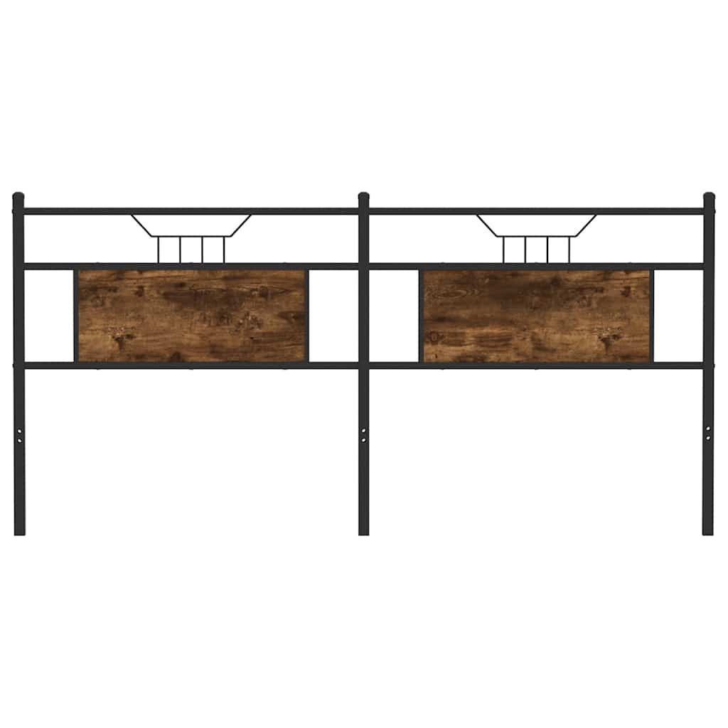 Testiera di Ricambio Rovere Fumo 180 cm in Legno Multistrato e Acciaio