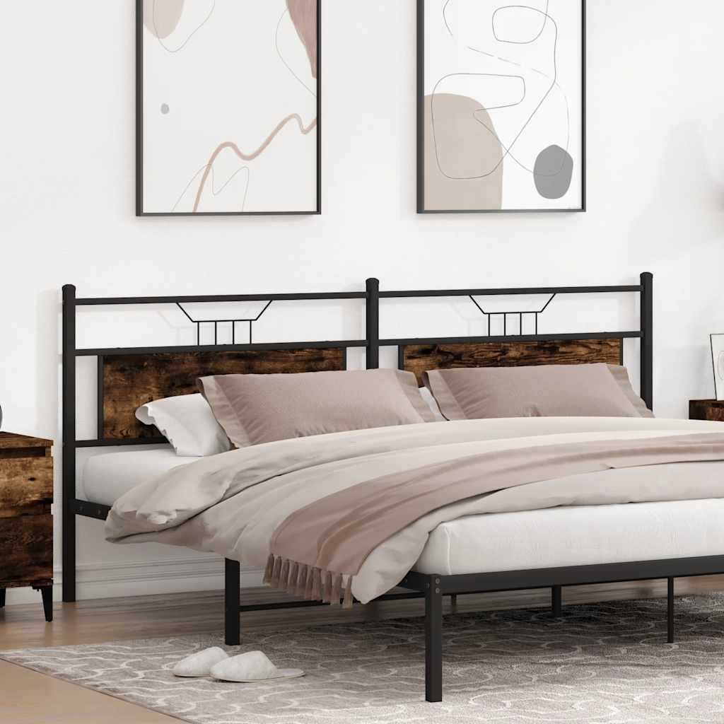 Testiera Rovere Fumo 200 cm in Legno Multistrato e Acciaio