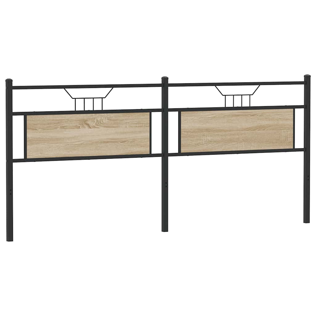 Testiera Rovere Sonoma 193 cm in Legno Multistrato e Acciaio